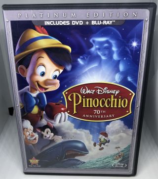 Pinocchio 70th Anniversary Blu - Ray&dvd Combo,  Complete,  Tested/working,  Oop