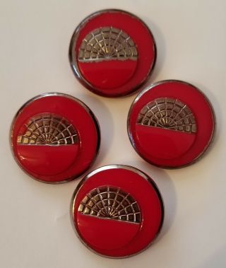4 Vintage Art Deco Glass W/ Silver Luster Glass Buttons 7/8 Antique