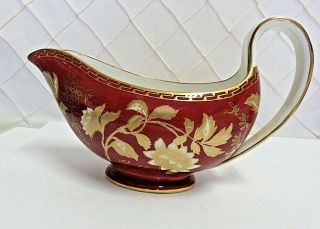Wedgwood Ruby Tonquin Gravy Boat Red Gold Rare Near 1950s
