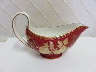 Wedgwood Ruby Tonquin Gravy Boat Red Gold Rare Near 1950s 2