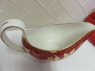Wedgwood Ruby Tonquin Gravy Boat Red Gold Rare Near 1950s 3