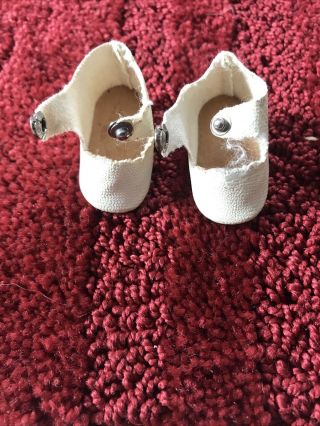 1940 - 50s Vintage Cream Leather Center Snap Doll Shoes