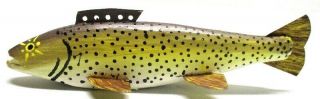 Vintage Rudy Zwieg Brown Trout Folk Art Fish Spearing Decoy Ice Fishing Lure