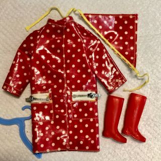 Vintage 1966 Barbie Francie Red Polka Dots And Raindrops Outfit 1255
