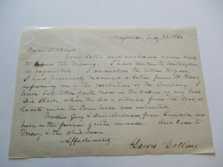 Antique Early American Document Letter 1860 Signed Lewis Collins Maysville Ky