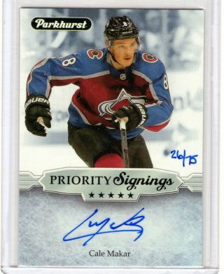 2019 - 20 Parkhurst Priority Signings Auto Cale Makar Rookie Rc 26/75 Rare