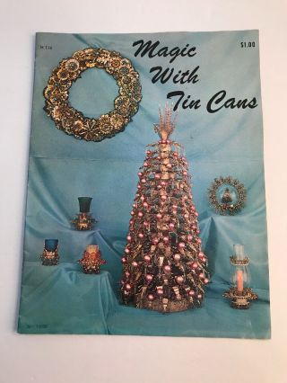 Rare Magic With Tin Cans Book Christmas Tree Medallions Ornament Wreath Vintage