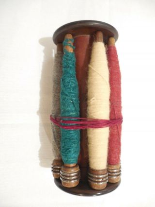 Vintage Antique Wood Textile Mill Industrial Yarn Thread Spool Spindle Bobbin