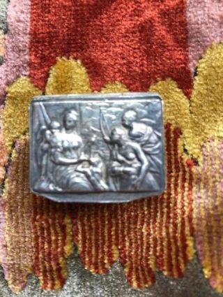 Italian Antique Snuff Pill Box Sterling Silver