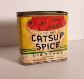 Rare Vintage Catsup Spice Tin Lee & Cady
