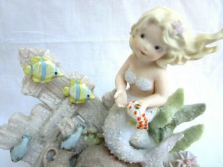 Enesco.  Coral Kingdom.  Jemma.  Porcelain.  Mermaid Figurine Ocean Beach Rare