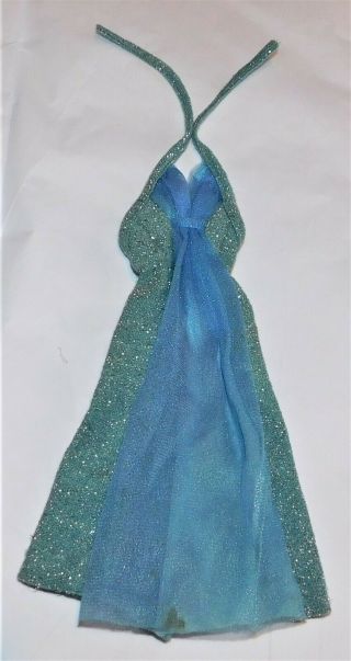 Vintage Barbie Best Buy Superstar Era Blue Sparkle Halter Gown Mattel 9626