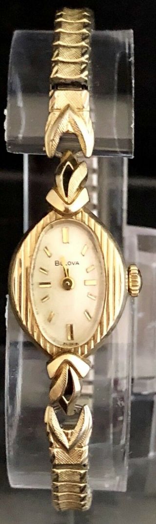 Antique Vintage Art Deco Bulova Swiss Ladies 10k Gold Filled Rsp Bracelet Watch