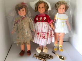 3 Vintage Shirley Temple Dolls 16 " By Ideal 1972 - With 3 Complete Outfits