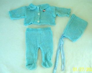 Vintage Baby Doll Blue 3 Piece Sweater Set For Tiny Tears Betsy Wetsy Dy Dee