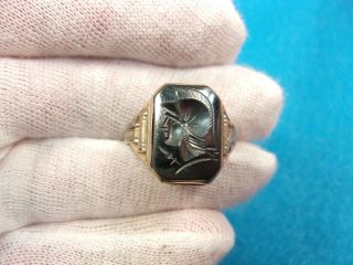 Rare Vtg Antique Art Deco " Ostby Barton " Sterling Silver Centurion Ring,