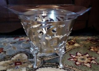 ANTIQUE PAIRPOINT MFG CO SILVER PLATE COMPOTE VASE GRAPE LEGS GLASS INSERT 2
