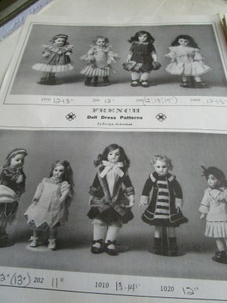 French Doll Dress Patterns Size 9 " To 15 " Dolls