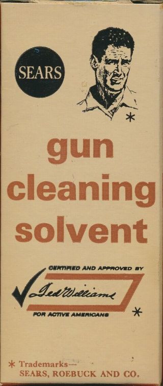 Vintage Rare Sears Ted Williams Gun Cleaning Solvent W/original Box