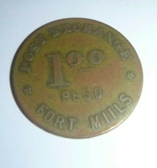 Fort Mills Post Exchange Philippines 1 Peso Token - Rare And Early One