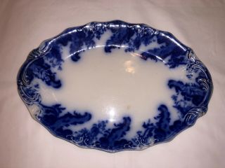 Vintage Antique W.  H.  Grindley Flow Blue Argyle 13 " X 9 " Oval Serving Platter