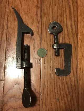 2 Civil War Era Gun Vices.  Related To Enfield Reloading Tools.  Non Dug & Rare