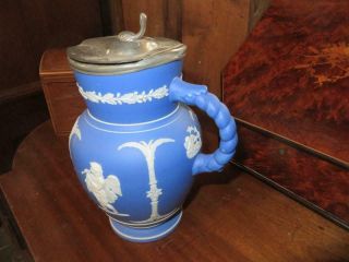 Rare Early Wedgewood/jasperware Pitcher With Pewter Lid/great Form