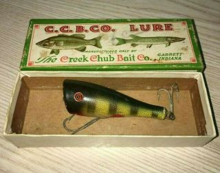 Vintage Creek Chub Plunker Wood/ Glass Eye Fishing Lure W/ Box Vg