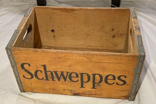 Vintage Schweppes Seltzer Monterey Wooden Soda Crate Antique