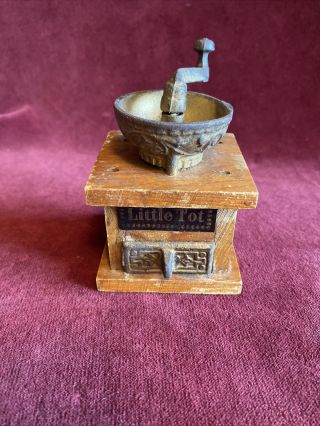 Antique Little Tot Miniature Coffee Grinder Wood