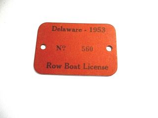 Rare 1953 Delaware Row Boat License Fishing Hunting Conservation