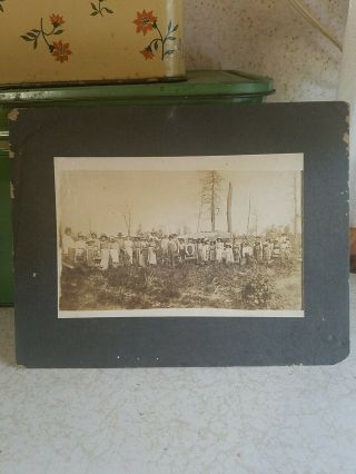 Antique Large Photo Of Migrant Workers In Fields Men And Women 1900 
