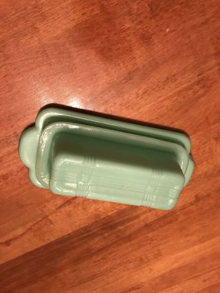 3 Piece Vintage Jade - Ite Butter Dish: Bottom Plate,  Top Plate And Butter Lid