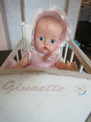 8 " Vogue Ginnette Painted Eye In Shabby Chic Crib Played With But Sweet