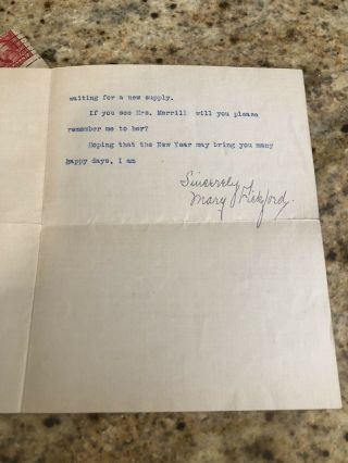 Rare Stamp “signed” Letter 1915 Mary Pickford To A Young Fan