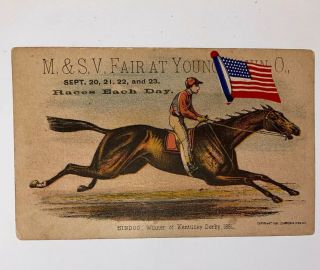 Antique Victorian Trade Card Fair Horse Race Card Hindoo