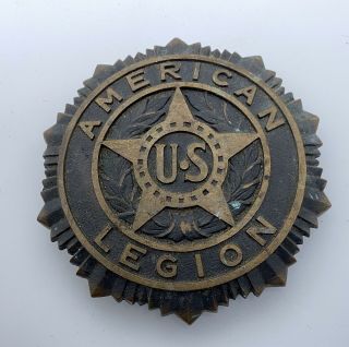 Antique Brass Flag Holder Disabled Veterans & American Legion Signs 3