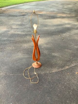 Vintage Eames Era Lamp Mid Century Modern Danish Team Wood Mcm Table Lamp