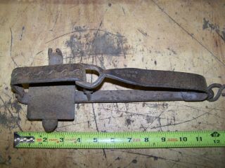 Unusual Vintage/antique Hand Forged Single Spring Trap Marked J.  Tonks