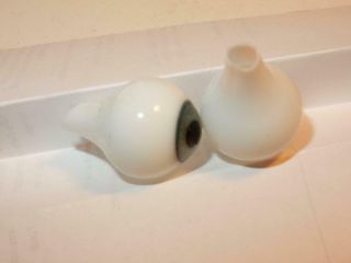 ANTIQUE GERMAN FRENCH BISQUE DOLL GLASS EYES GRAY 19 MM HAND BLOWN 2