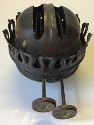 Antique Pat.  1890 Brass No.  3 Over 2 Duplex Oil Lamp Burner Double Wick