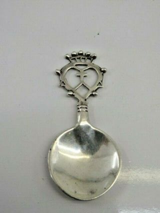 Antique.  800 Solid Silver Knights Templar Spoon A.  T.  Makers Mark 15.  4 Grams