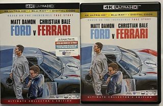 Ford V Ferrari 4k Ultra Hd Blu Ray 2 Disc Set,  Rare Oop Slipcover Sleeve Buynow