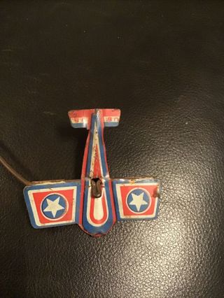 Vintage/antique Litho Toy Plane U.  S.  Two Stars Red,  White And Blue