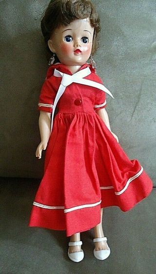 1958 Vintage Vogue Jill Red Sailor Dress (no Doll) Evc