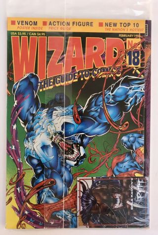 Rare Vintage Wizard G2 Comics 18 Venom Poster Dale K.  Pitt Card Spiderman