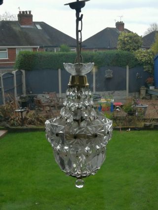 Lovely Rare Antique French Empire Style Brass Crystal Small Tent Chandelier