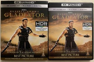 Gladiator 4k Ultra Hd Blu Ray 3 Disc Set,  Rare Oop Slipcover Sleeve Shipin