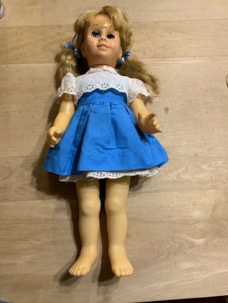 Pretty Vintage Mattel Blonde Pigtail Chatty Cathy In Tagged Clothes - No String