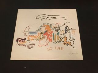 Graham Nash Very Rare In Person Hand Signed " Csny:so Far " Vinyl Cover,  Lp,  Proof 3